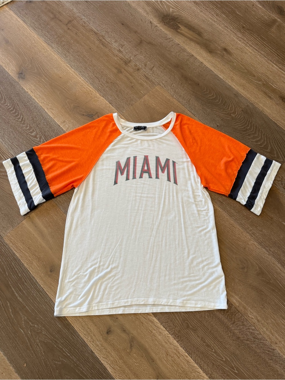 Women's University of Miami Raglan Tee in Orange & White